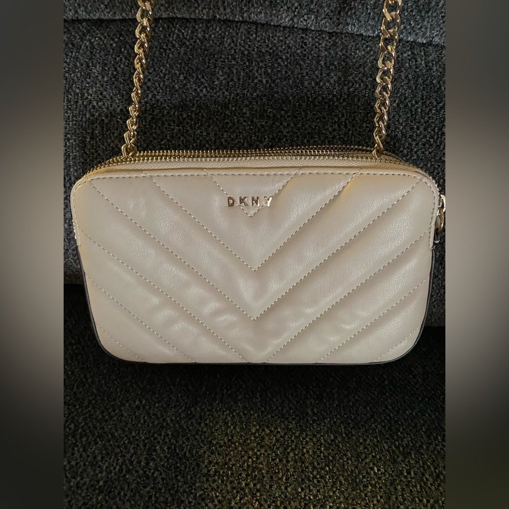 DKNY Cream Chevron Crossbody Bag